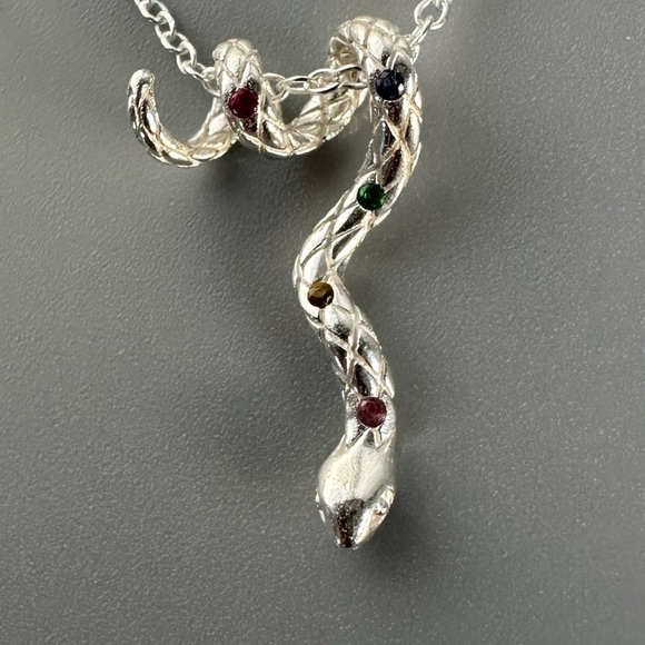 Sterling Silver Rainbow Snake Necklace - Picture 8 of 13